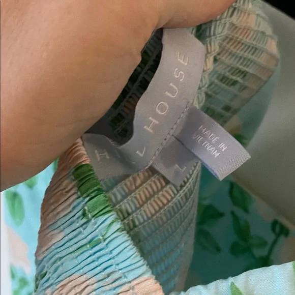 Hill House Daphne Dress in Blue Roses Nap Dress Cotton Floral Green Pink Size L - Picture 11 of 11